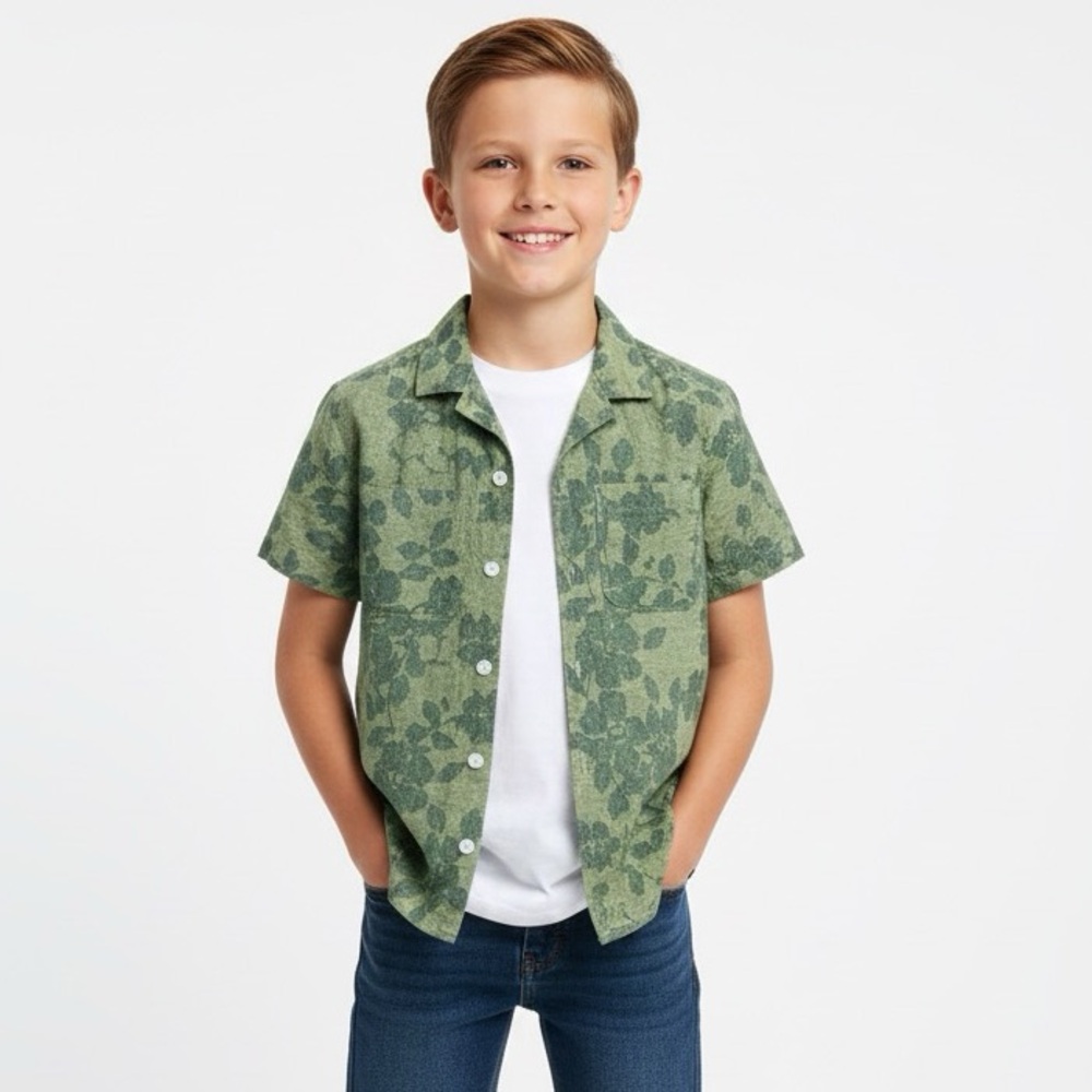 NWT OLD NAVY Boys Hawaiian Casual Button Down Shirt